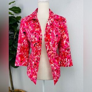 Kim Rogers Fuchsia Pink Floral Daisy Open Blazer